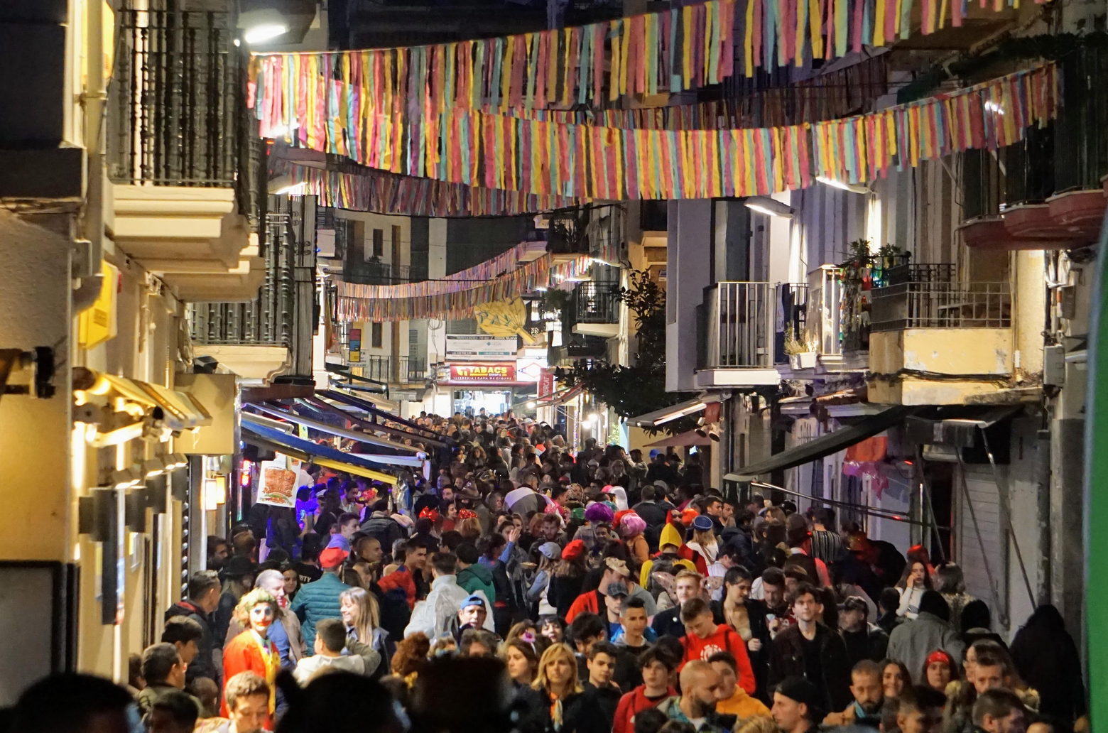 Sitges carnival crowd evening
